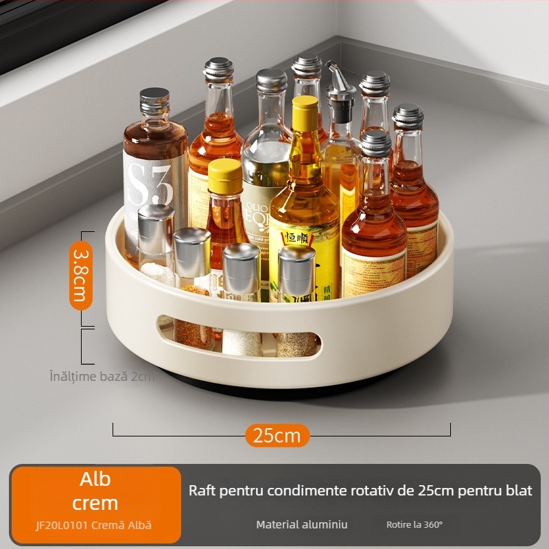 Cobbe/Cabei suport rotativ pentru condimente pe blat – Aluminiu Space, organizator pentru ulei, sare, sos și oțet
