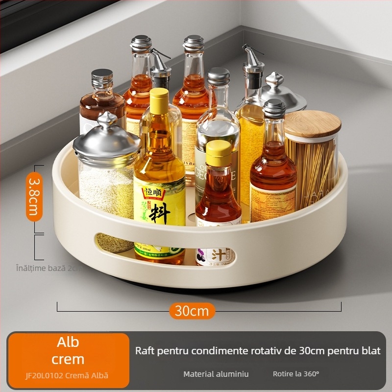 Cobbe/Cabei suport rotativ pentru condimente pe blat – Aluminiu Space, organizator pentru ulei, sare, sos și oțet