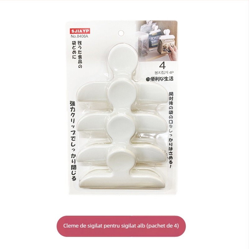 SJIAYP Clips sigilare pungi alimentare, 4 bucăți, plastic, stil japonez, rezistent la umezeală, logo personalizat și etichetă privată