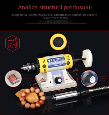 Mașină multifuncțională de gravură și lustruire pentru jad – 10000 rpm în gol, 950 W, 220 V, Shield State