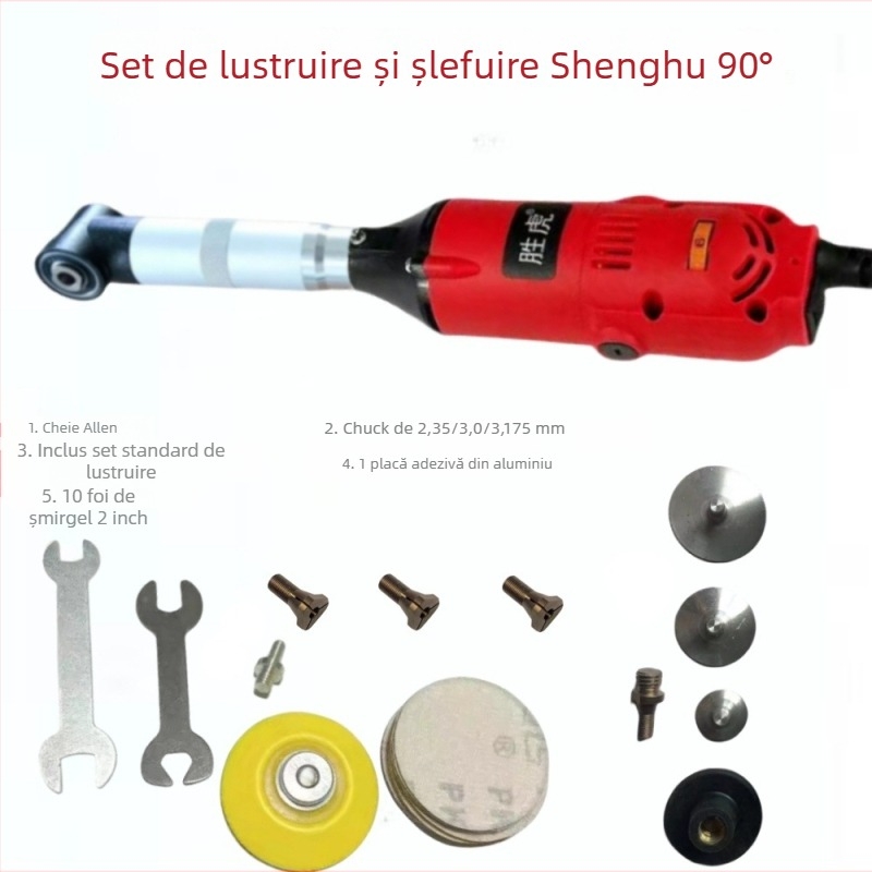 Victory Tiger Mașină de Șlefuit unghiulară 90° pentru Matrițe — șlefuire/polieare, curățare a rosturilor plăcilor și gravare; alimentare prin cablu; viteză variabilă; tensiune 50–250V AC/DC