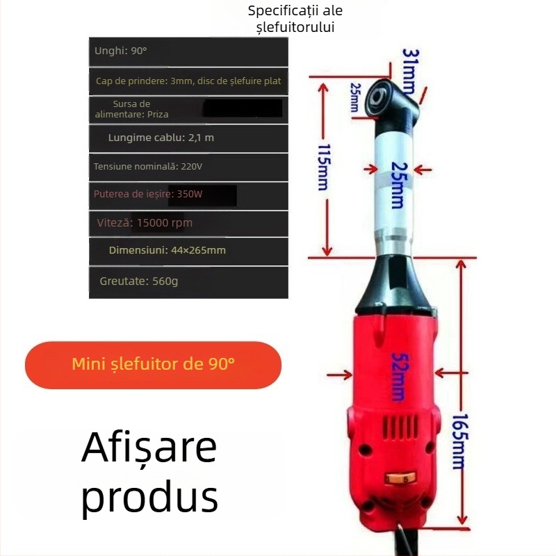 Victory Tiger Mașină de Șlefuit unghiulară 90° pentru Matrițe — șlefuire/polieare, curățare a rosturilor plăcilor și gravare; alimentare prin cablu; viteză variabilă; tensiune 50–250V AC/DC