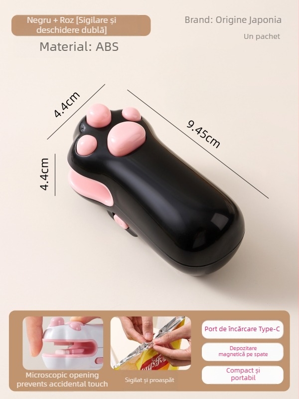 Sigilator magnetic portabil pentru pungi de gustări, dual-funcțional, reîncărcabil