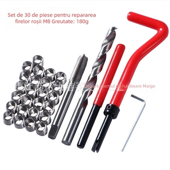 Set de 30 piese pentru repararea filetelor cu M5, M6, M8, M10, M12