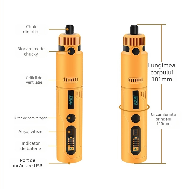Mini șlefuitor electric de mână – priză, 8V, 0,228 kg, pentru șlefuire, lustruire, gravură și găurire