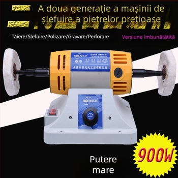 Dongrun Mașină de gravură și lustruire pe banc pentru jad, 220V, reglare fără trepte, accesorii incluse: ax flexibil, mandrină, disc de polisare, cablu 2 m