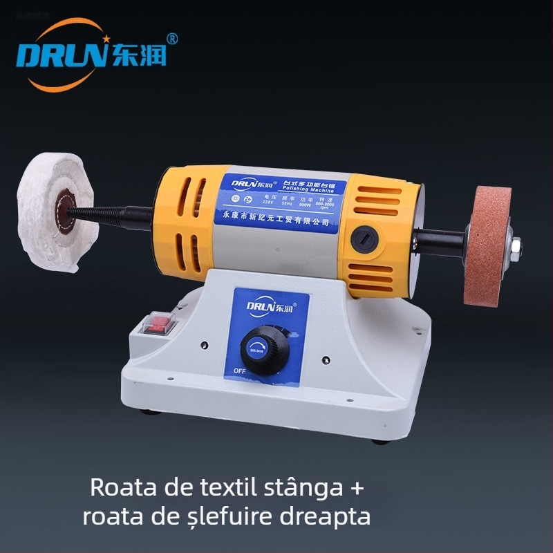 Dongrun Mașină de gravură și lustruire pe banc pentru jad, 220V, reglare fără trepte, accesorii incluse: ax flexibil, mandrină, disc de polisare, cablu 2 m