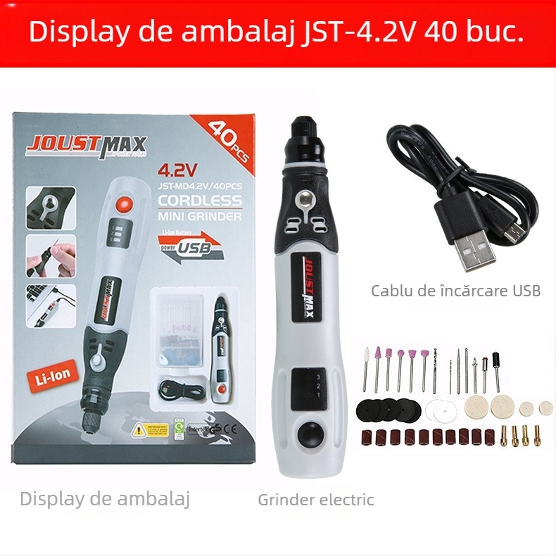 Hang ting polizor portabil cu acumulator pentru gravură și polizare, 4.2V, 3 viteze