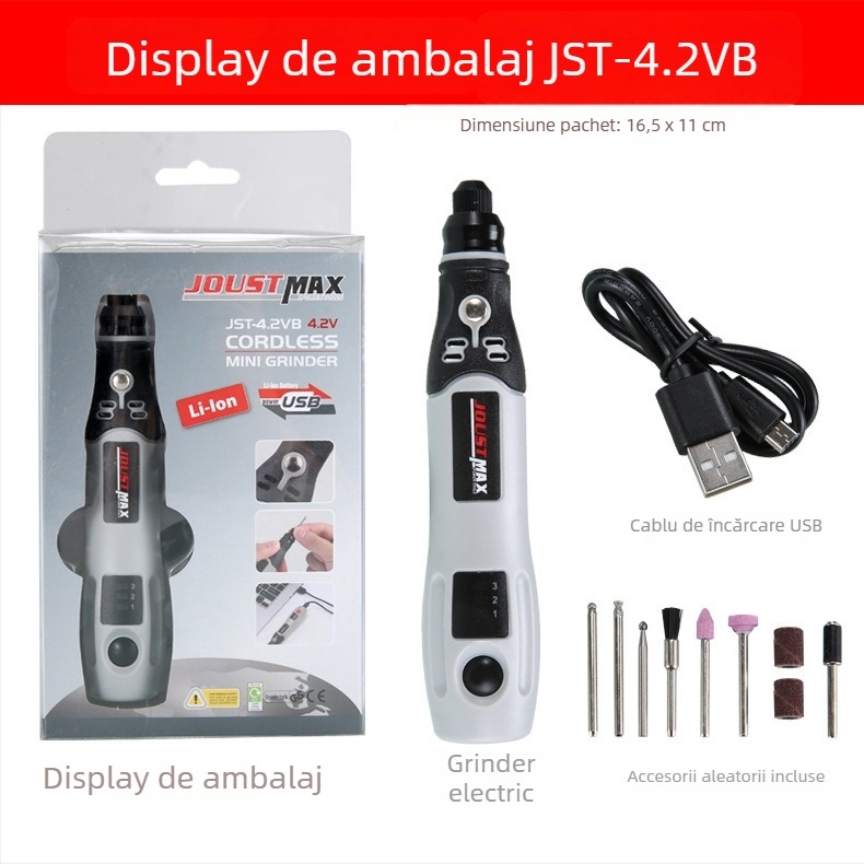 Hang ting polizor portabil cu acumulator pentru gravură și polizare, 4.2V, 3 viteze