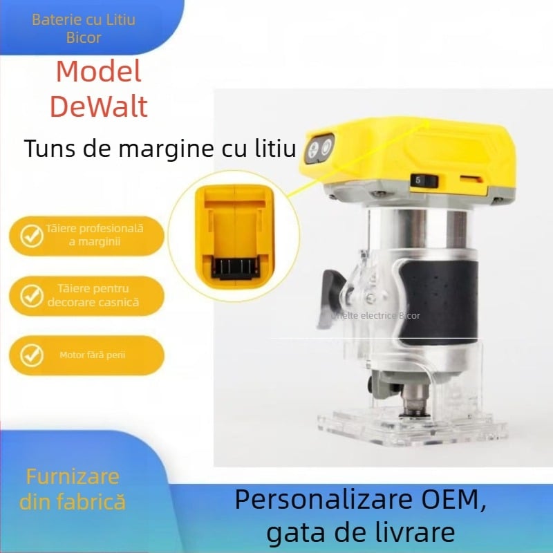 Unealtă fără perii pentru tâmplărie, cu baterie litiu reîncărcabilă 18–21V, multifuncțională pentru găurit, canelare, cavitare și gravură