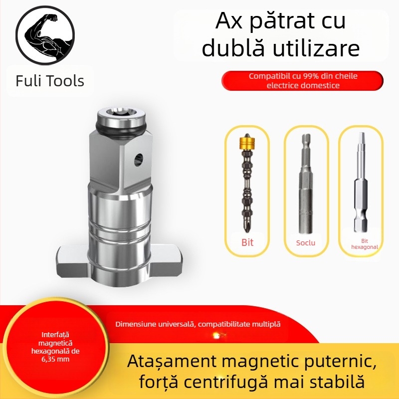 Set de adaptoare pentru cheie electrică cu ax pătrat, dublu scop – accesorii multifuncționale pentru capete și biti