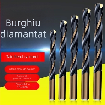 Burghiu spiral M43 cu cobalt pentru oțel inoxidabil, pentru găurire în metale, duritate înaltă, tijă dreaptă, set de burghie