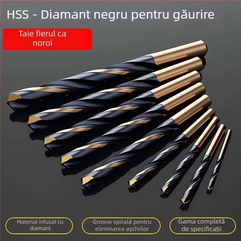 Burghiu spiral M43 cu cobalt pentru oțel inoxidabil, pentru găurire în metale, duritate înaltă, tijă dreaptă, set de burghie