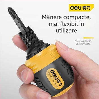 Set șurubelnițe Deli din oțel carbon, mâner din plastic, fără izolație, fără magneți, vârf plat