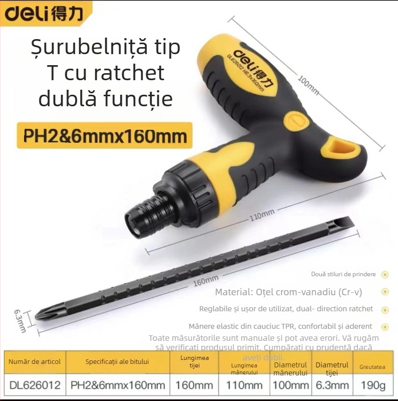 Set șurubelnițe Deli din oțel carbon, mâner din plastic, fără izolație, fără magneți, vârf plat