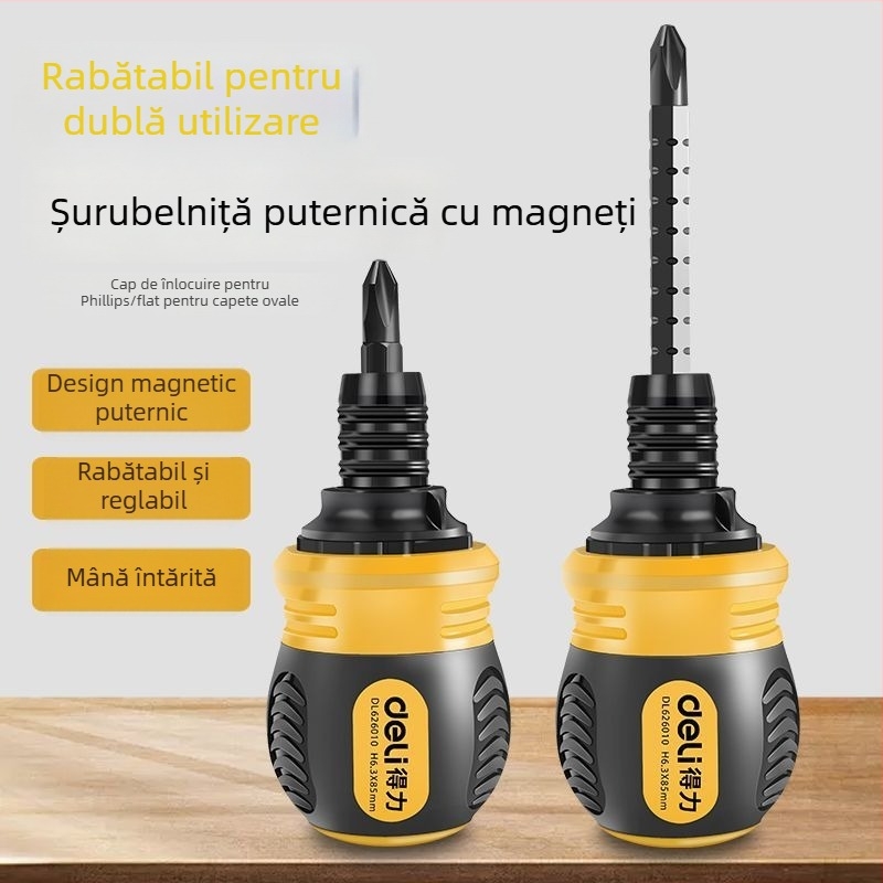 Set șurubelnițe Deli din oțel carbon, mâner din plastic, fără izolație, fără magneți, vârf plat
