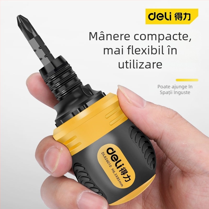 Set șurubelnițe Deli din oțel carbon, mâner din plastic, fără izolație, fără magneți, vârf plat