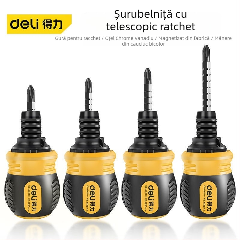 Set șurubelnițe Deli din oțel carbon, mâner din plastic, fără izolație, fără magneți, vârf plat