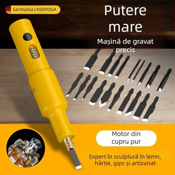 Set mașină electrică de gravură cu baterie Li, daltă de mână pentru dulgherie și sculptură a rădăcinilor bonsai — Tensiune: AC monofazat / DC ≤50V