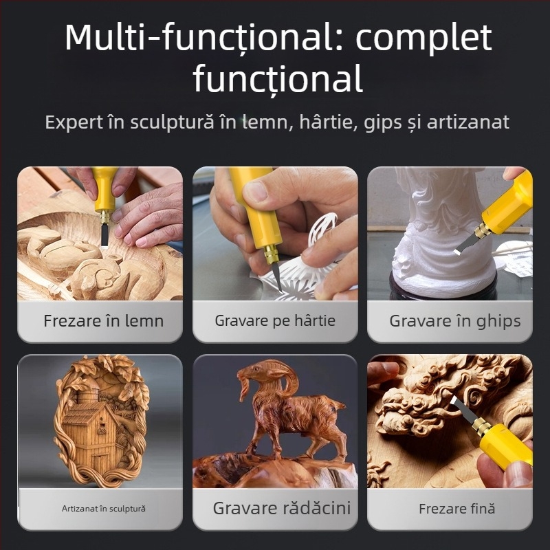 Set mașină electrică de gravură cu baterie Li, daltă de mână pentru dulgherie și sculptură a rădăcinilor bonsai — Tensiune: AC monofazat / DC ≤50V