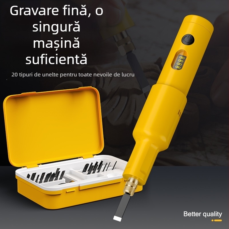 Set mașină electrică de gravură cu baterie Li, daltă de mână pentru dulgherie și sculptură a rădăcinilor bonsai — Tensiune: AC monofazat / DC ≤50V