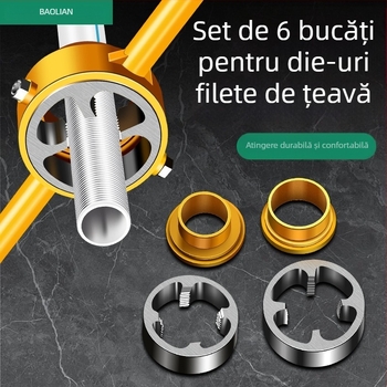 Set de șase piese pentru conducte PPR: unealtă de filetare pentru țevi și inel pentru țevi