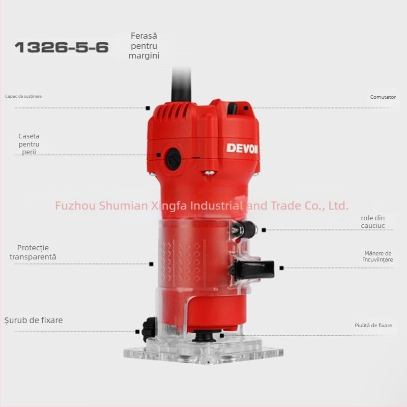 Mașină de prelucrare a lemnului pentru gravură, frezare și canelare – Model 1326-5-6, 220V, alimentare prin priză, interval de tensiune 50–250V, unealtă DIY multifuncțională