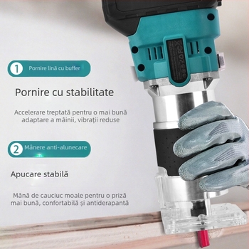 Mașină portabilă de finisare și canelare pentru lemn cu baterie litiu 21V – unealtă electrică pentru prelucrarea lemnului, multifuncțională