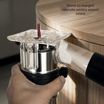 Sanjiang unealtă electrică pentru lemn – slotare, finisare margini și gravare caneluri, 220V, curent monophasic, aspirator de praf puternic