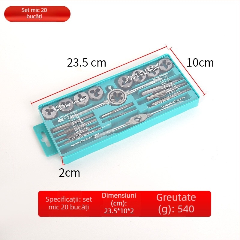 Ruiteng Hardware Set Tap and Die – Cheie manuală pentru taps și die, 12 piese