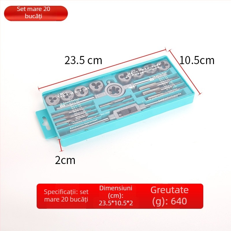 Ruiteng Hardware Set Tap and Die – Cheie manuală pentru taps și die, 12 piese