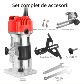 Freză electrică pentru tâmplărie – 220V, alimentare la priză, pentru găurire și prelucrarea marginilor, bevelare și gravură