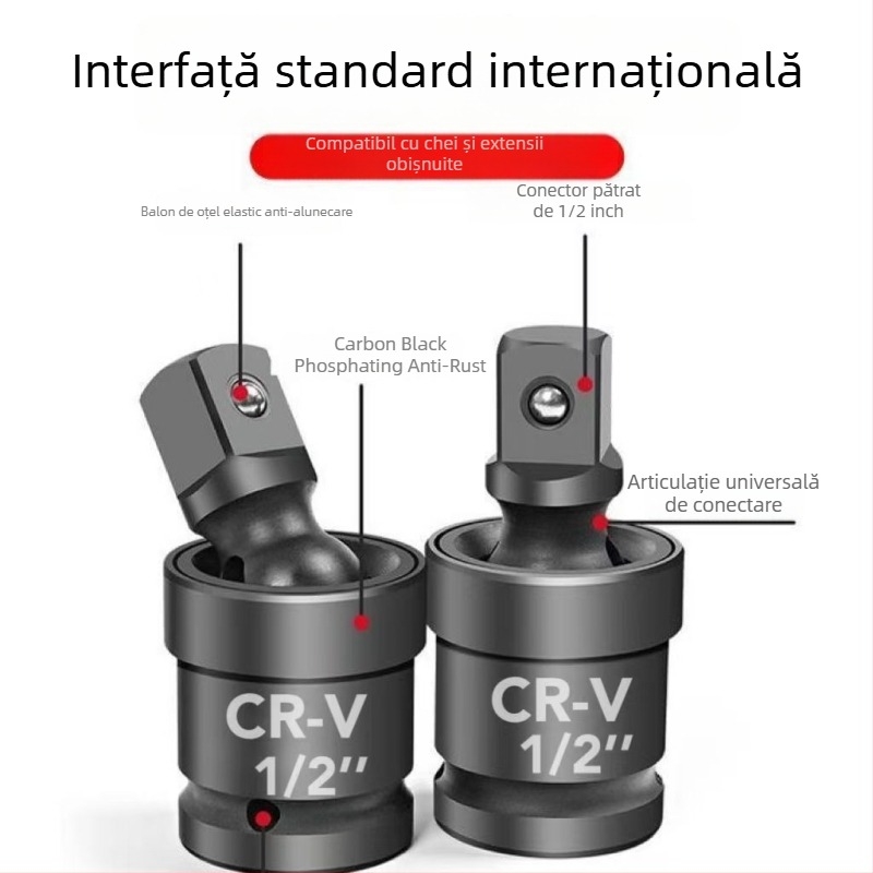 Cheie electrică cu articulație universală de 360° și capac rotativ – oțel din aliaj crom-vanadiu, anticoroziv