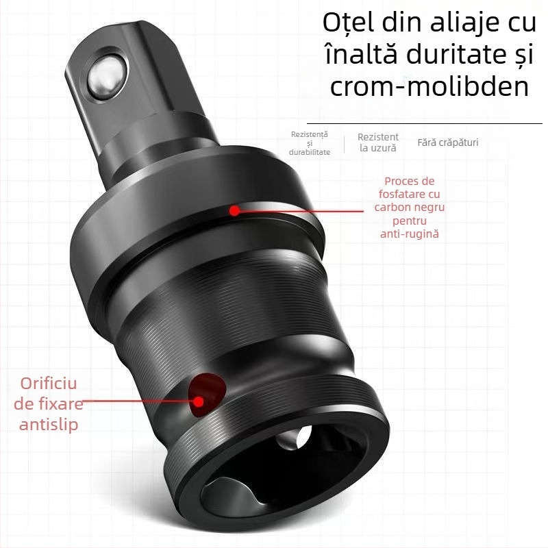 Cheie electrică cu articulație universală de 360° și capac rotativ – oțel din aliaj crom-vanadiu, anticoroziv