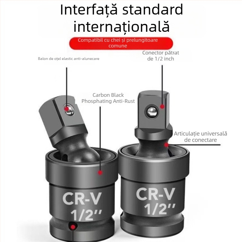 Cheie electrică cu articulație universală de 360° și capac rotativ – oțel din aliaj crom-vanadiu, anticoroziv