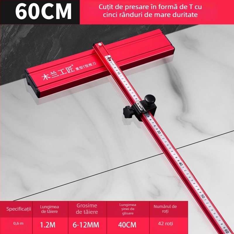 Portabil tăietor de plăci cu cinci role în cinci rânduri, lamă de tip T pentru împingere, pentru plăci ceramice