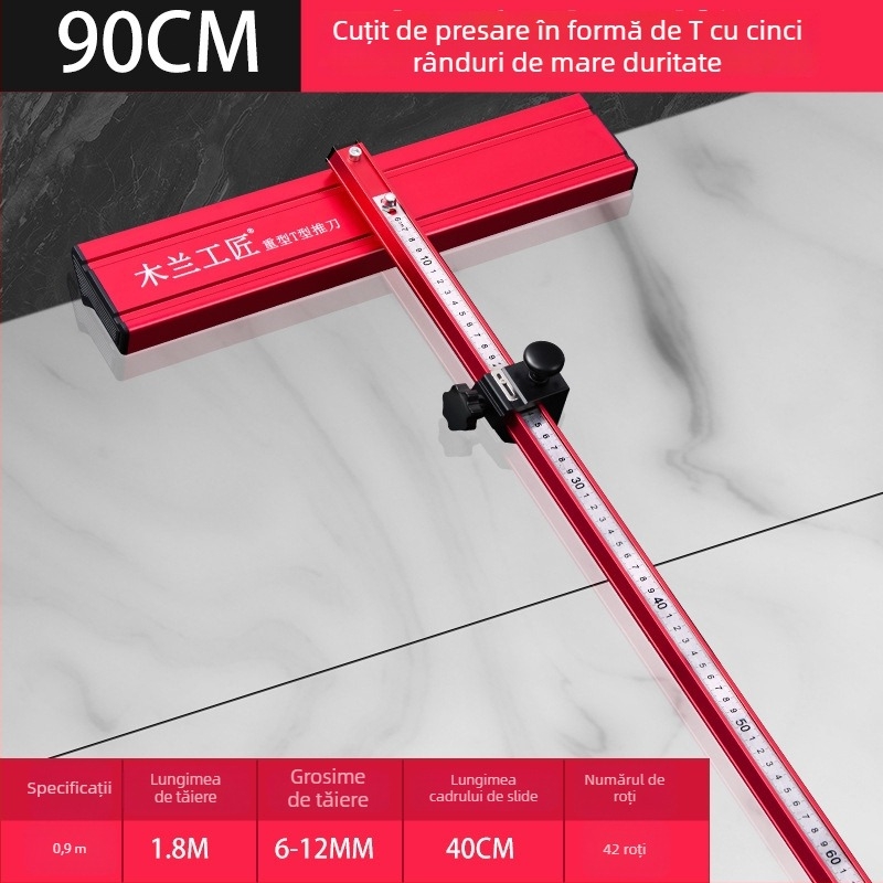Portabil tăietor de plăci cu cinci role în cinci rânduri, lamă de tip T pentru împingere, pentru plăci ceramice