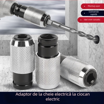 Adaptor pentru bormașină cu ax pătrat, interfață cu patru caneluri, oțel cu carbon înalt, mandrină cu arc