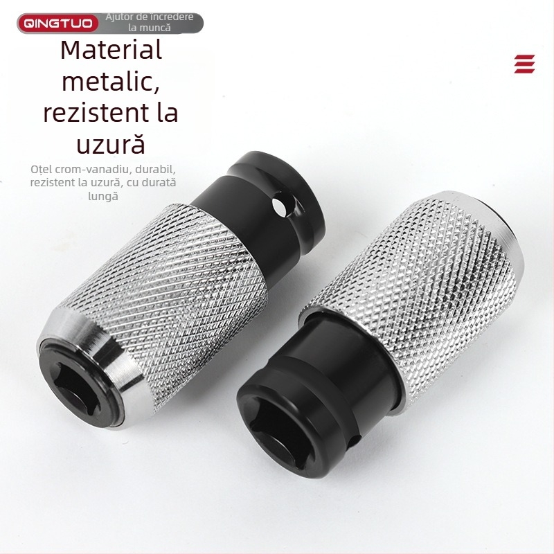 Adaptor pentru bormașină cu ax pătrat, interfață cu patru caneluri, oțel cu carbon înalt, mandrină cu arc