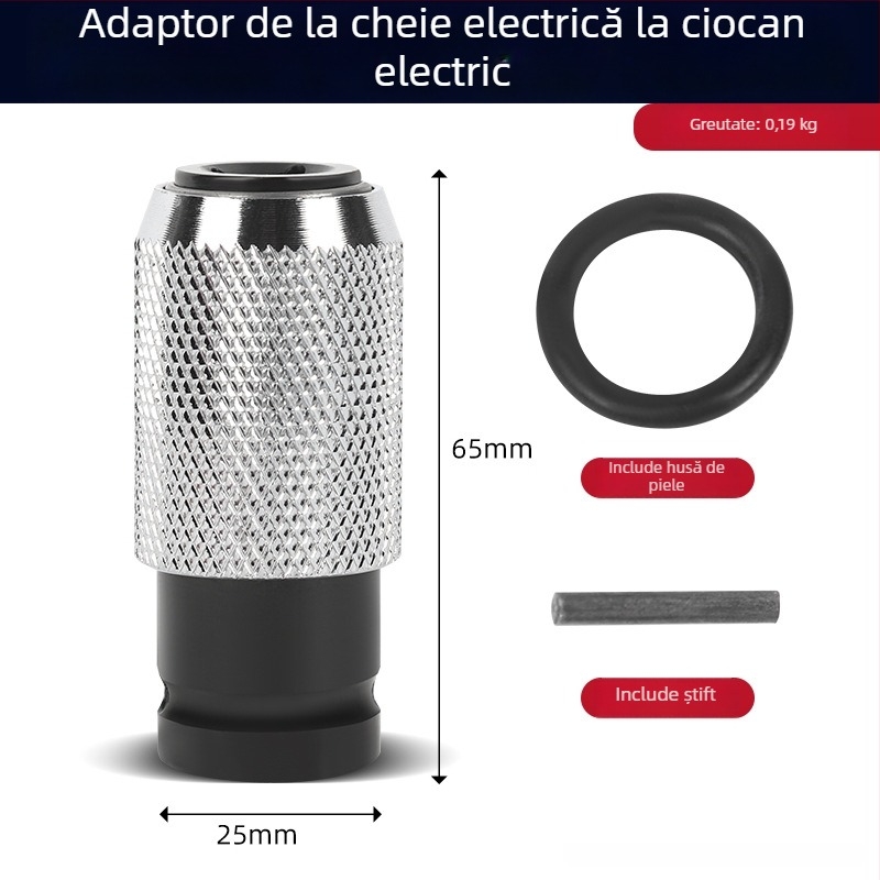 Adaptor pentru bormașină cu ax pătrat, interfață cu patru caneluri, oțel cu carbon înalt, mandrină cu arc