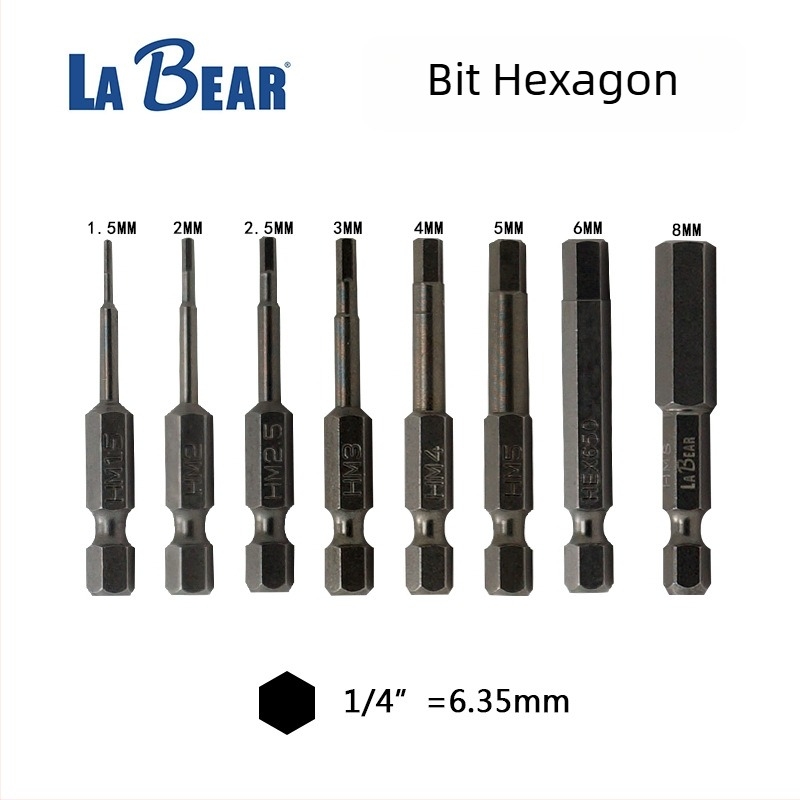 Set de bituri hexagonale interne pentru unelte pneumatice, HSS