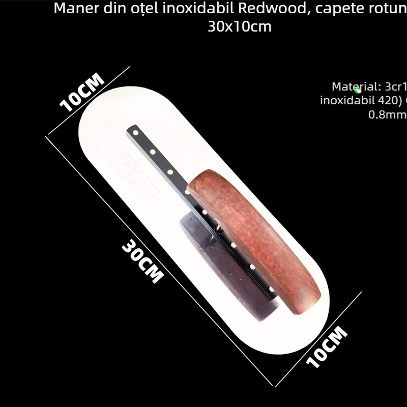 Hongtaiya mistrie rotundă, cap dublu, oțel inoxidabil 3Cr13/420, grosime 0.8 mm – pentru tencuire, zidărie și finisare podele din ciment