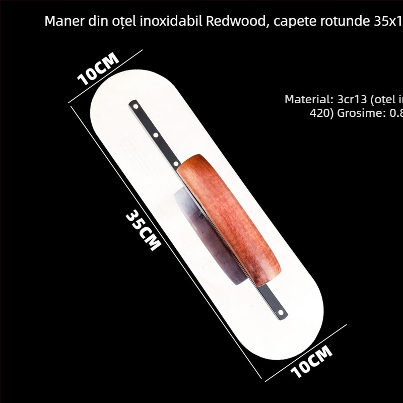 Hongtaiya mistrie rotundă, cap dublu, oțel inoxidabil 3Cr13/420, grosime 0.8 mm – pentru tencuire, zidărie și finisare podele din ciment