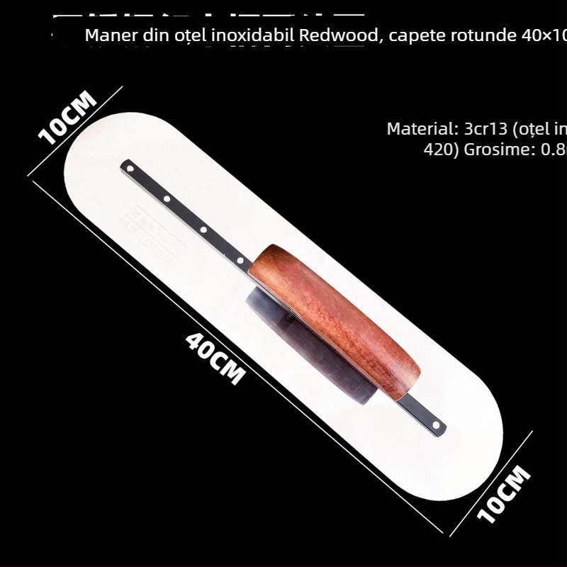 Hongtaiya mistrie rotundă, cap dublu, oțel inoxidabil 3Cr13/420, grosime 0.8 mm – pentru tencuire, zidărie și finisare podele din ciment