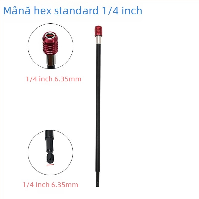 Bară de extensie hexagonală cu eliberare rapidă și adaptor cu blocare automată, din aliaj, ax hexagonal de 1/4 inch pentru bormașină electrică