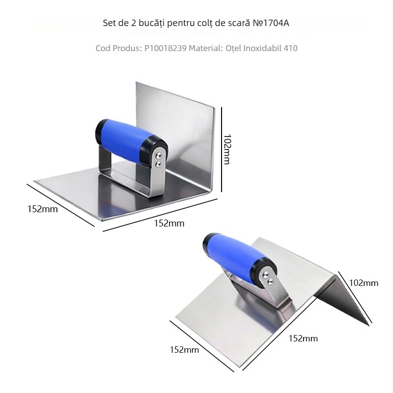 Peng Gong 410 oțel inoxidabil — set de mistrii colț Yin-Yang în formă de scară, unelte pentru tencuirea pereților și renovarea scărilor