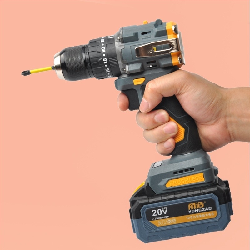 Bormașină de mână cu baterie Li‑ion 20V, cu impact, fără perii, reîncărcabilă, stil pistol