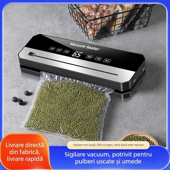 Masină automată de vidat cu afișaj digital și tăietor, sigilare din plastic, pentru vid uscat și umed – carcasa ABS, 120W, 220V, Modelul B cu lamă argintie
