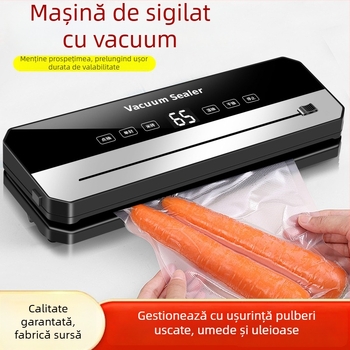 Masină automată de vidat cu afișaj digital și tăietor, sigilare din plastic, pentru vid uscat și umed – carcasa ABS, 120W, 220V, Modelul B cu lamă argintie