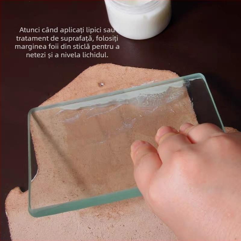 Placă de lustruire a marginii sticlei pentru sticlă securizată – placă de susținere robustă, spate rugos, utilizare DIY, greutate 255–430 g